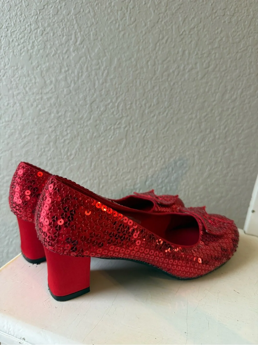 Ellie Red Sequin Low Heel Women's Dress Pumps - Halloween Dorothy shoes